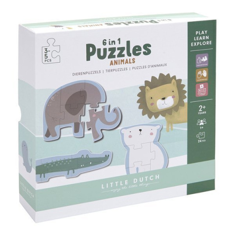 Little Dutch Puzzle Zoo-6 elementów