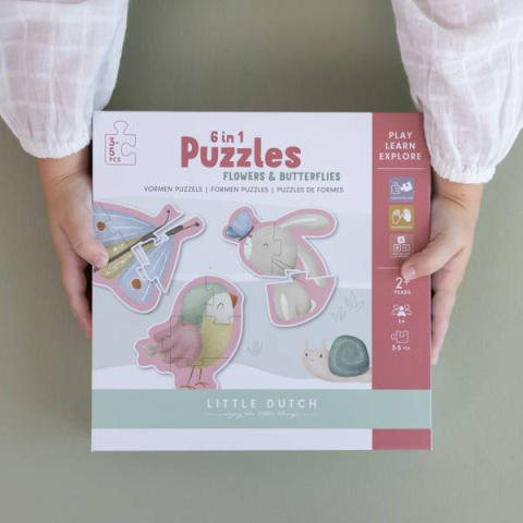 Little Dutch Puzzle 6 elementów Flowers & Butterflies Little Dutch Puzzle 6 elementów Flowers & Butterflies
