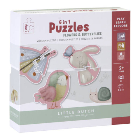 Little Dutch Puzzle 6 elementów Flowers & Butterflies Little Dutch Puzzle 6 elementów Flowers & Butterflies
