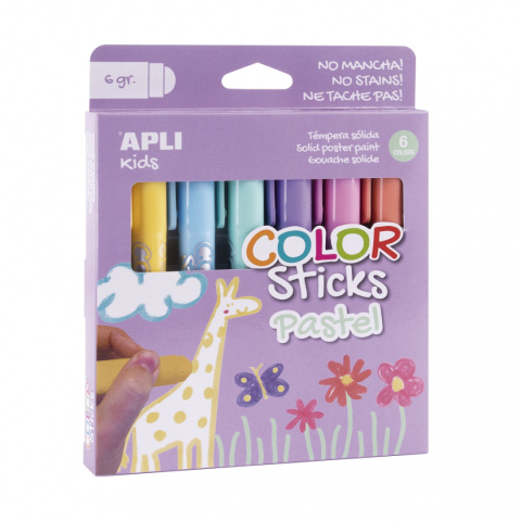 Apli Kids Farby w kredce - 6 pastelowych kolorów Apli Kids Farby w kredce - 6 pastelowych kolorów