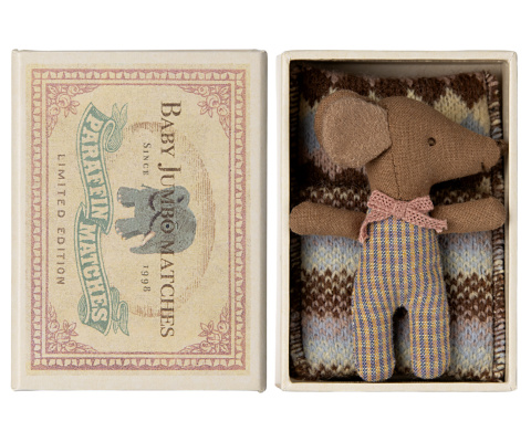 Maileg Myszka - Sleepy wakey baby mouse in matchbox - Rose