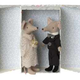 Maileg Myszki Para Młoda w pudełku, Wedding mice couple in box