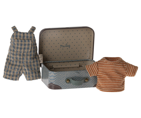 Maileg Ubranko myszki - Overalls and shirt in suitcase, Big brother mouse Maileg Ubranko myszki - Overalls and shirt in suitcase, Big brother mouse
