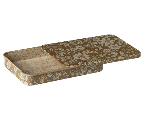 Maileg - metalowe pudełko z przesuwaną pokrywą Blossom Ocher , metal box w.sliding lid Maileg - metalowe pudełko z przesuwaną pokrywą Blossom Ocher , metal box w.sliding lid