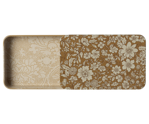 Maileg - metalowe pudełko z przesuwaną pokrywą Blossom Ocher , metal box w.sliding lid Maileg - metalowe pudełko z przesuwaną pokrywą Blossom Ocher , metal box w.sliding lid