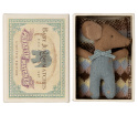 Maileg - Myszka Sleepy wakey baby mouse in matchbox - Blue