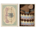 Maileg - Myszka Sleepy wakey baby mouse in matchbox - Blue